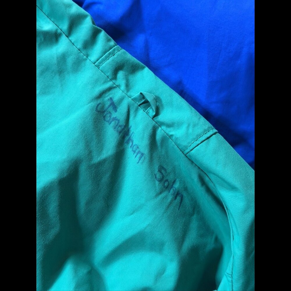 Lands End Reversible Jacket XL Mens Blue Green 100% Nylon Hooded Rain Coat - Picture 9 of 12